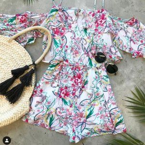 NWT L*Space Paisley Seaside Romper White Floral